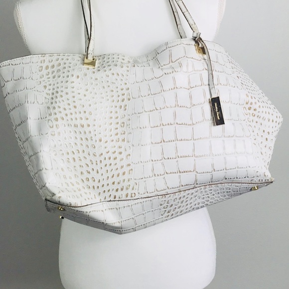 white crocodile handbag